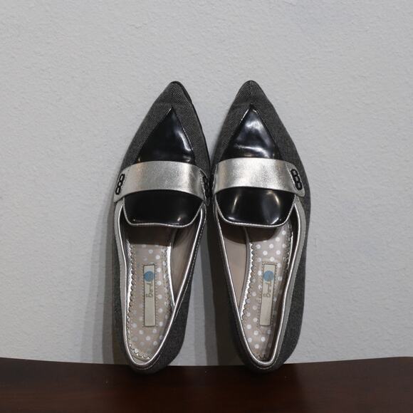 Boden Gray Leather Fabric Driving Shoes Loafers Flats Sz 37 - Picture 3 of 13